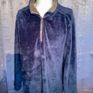 Men’s plush pullover with 1/4 zip in Navy and charcoal by Trinity 2X